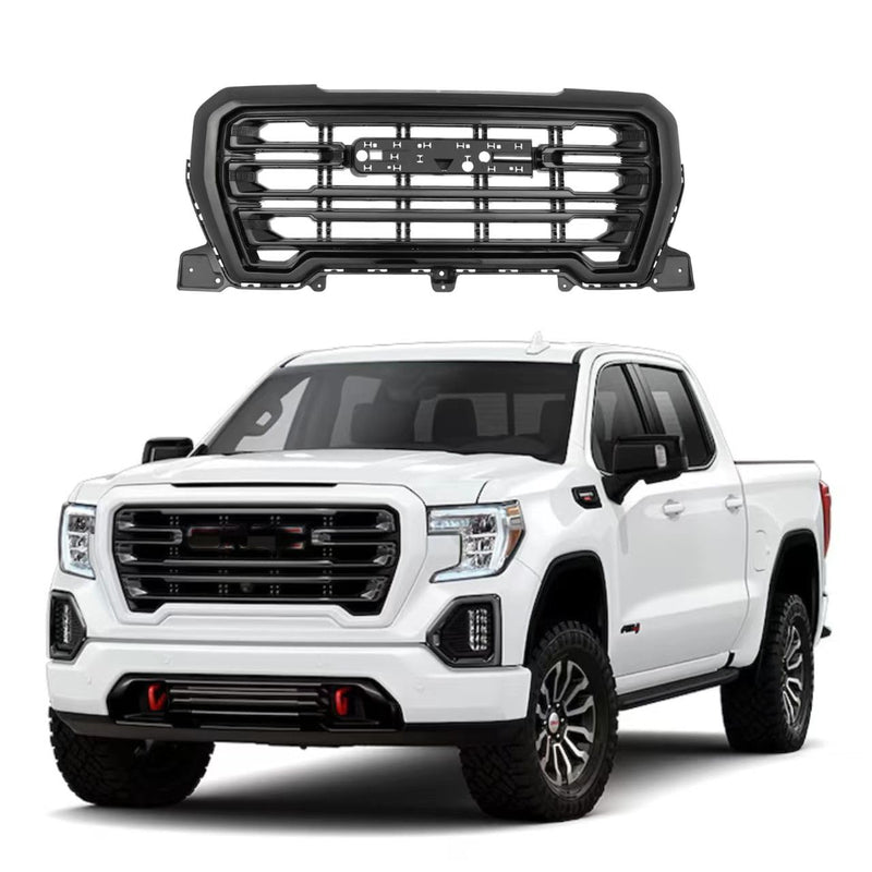BUFEETERS Front Bumper Upper Grille  Fit For 2019 2020 2021 GMC Sierra1500,Gloss Black