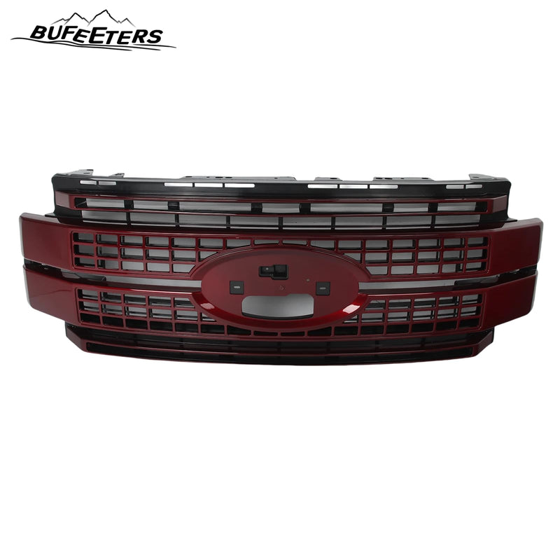 BUFEETERS Front Bumper Upper Grille Fit For 2017 2018 2019 F-250 F-350 F-450 F-550 Super Duty,Platinum Style,RR Ruby Red&Matte Black