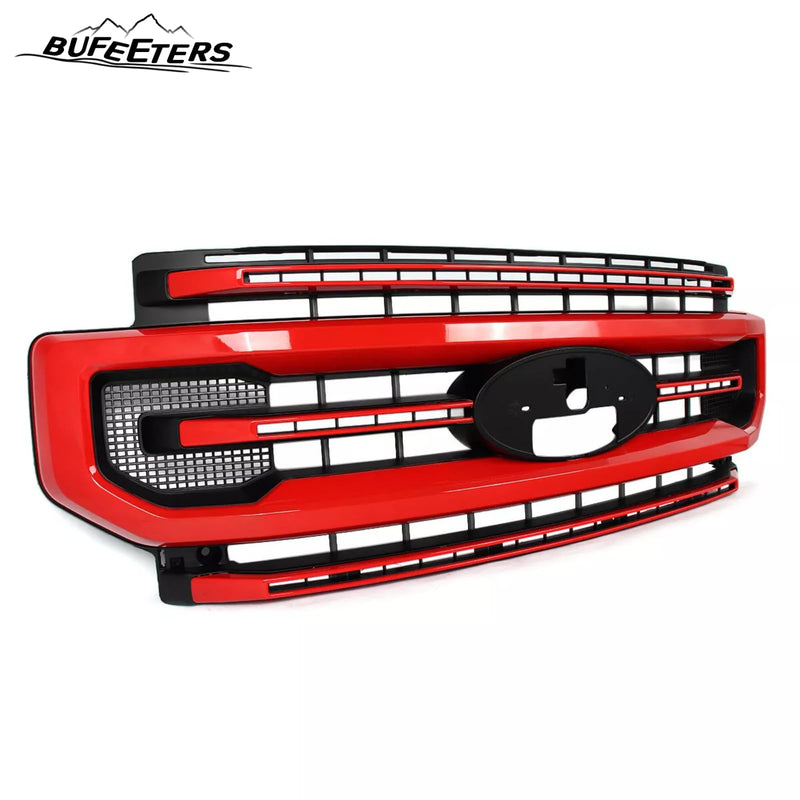 BUFEETERS Front Bumper Upper Grille Fit For 2020 2021 2022 F-250 F-350 F-450 F-550 Super Duty,Platinum Style,PQ-Race Red&Matte Black