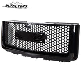 BUFEETERS Front Bumper Upper Grille Fit For 2007 2008 2009 2010 2011 2012 2013 GMC Sierra 1500,Denali Style,Gloss Black