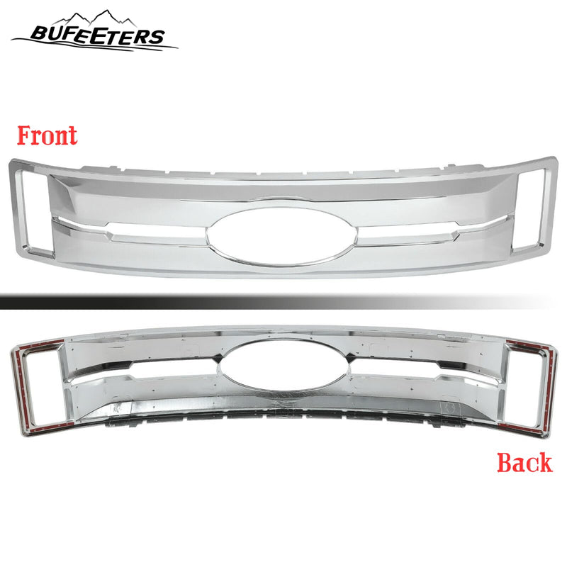 BUFEETERS Front Bumper Upper Grille Overlay Grill Covers Fit For 2017 2018 2019 F-250 F-350 F-450 F-550 Super Duty XLT&XL,Factory Style,Chrome&Silver