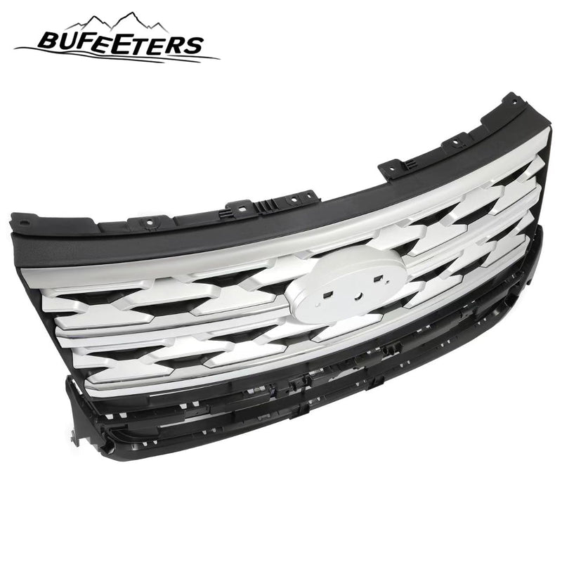 BUFEETERS   Front Bumper Upper Grille Fit For 2018 2019 Ford Explorer XLT,Factory Style,Chrome&Black