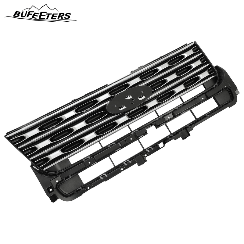 BUFEETERS Front Bumper Upper Grille Fit For 2016 2017 Ford Explorer,Factory Style,Silver Coated Black