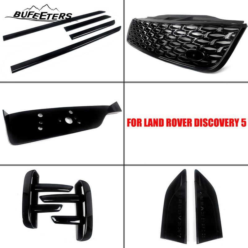 BUfeeters 10Pcs Front Grille Side Fender Kit Fit For 2017 2018 2019 2020 2021 2022 2023 Land Rover Discovery 5 L462,Dynamic Style,Gloss Black