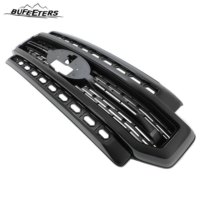 BUFEETERS Front Bumper Upper Grille Fit For 2020 2021 2022 2023 F-250 F-350 F-450 F-550 Lariat Super Duty,Mesh Style,Gloss Black