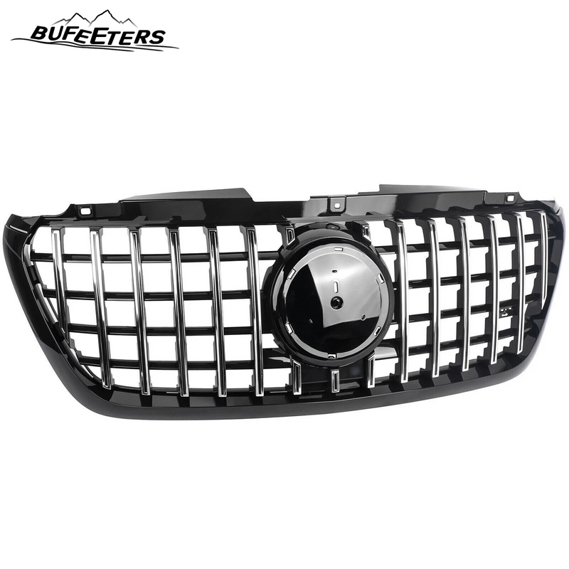 BUFEETERS  Front Bumper Upper Grille Fit For 2018 2019 2020 2021 2022 2023 2024 Mercedes Benz Sprinter 1500 2500 3500 W907 W910,GT Style,Chrome&Black