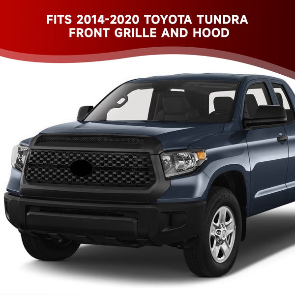 Fit For 14-20 Toyota Tundra Black Front Grille&Hood Bulge Molding Set New