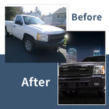 Front Upper Honeycomb Grille Gloss Black For 2014-2015 Chevrolet Silverado 1500