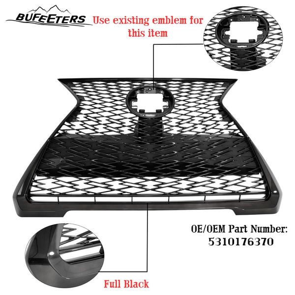 BUFEETERS  Front Bumper Grille Assembly Fit For 2019 2020 2021 2022 2023 Lexus UX250h UX200,OE Style,Full Black