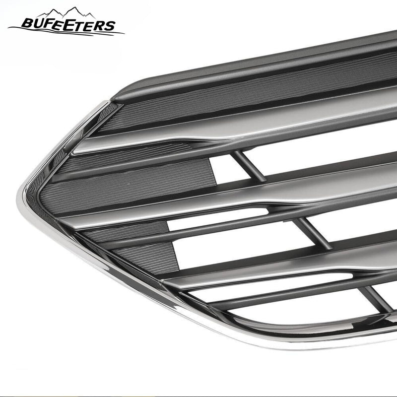 BUFEETERS    Front Bumper Upper Grille Assembly W/o Camera Hole Fit For 2017 2018 Hyundai Santa Fe Sport,Factory Style,Painted Gray Shell and Insert