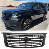 BUFEETERS Front Bumper Upper Grille Fit For 2015 2016 2017 2018 2019 2020 Chevrolet Tahoe,Mesh Style,Gloss Black