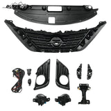 BUFEETERS  9PCS Front Grille Fog Light Kit + Radiator Cover + Bumper Bracket Fit For 2016 2017 2018 Nissan Altima,Mesh Style,Chrome&Black