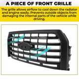BUFEETERS  Front Bumper Upper Grille Fit For 2015 2016 2017 Ford F150 F-150,Horizontal Style,Matte Black