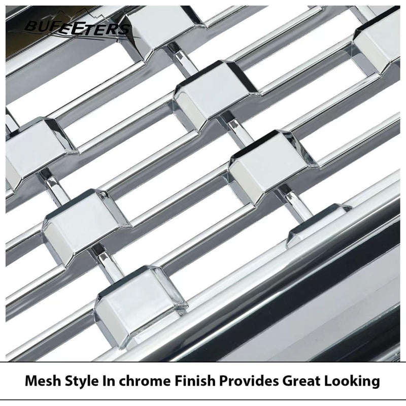 BUFEETERS Front Bumper Upper Chrome Grille Fit For 2016 2017 2018 GMC Sierra 1500,Denali Style,Chrome&Silver