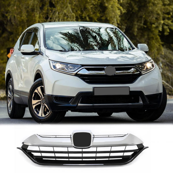 BUFEETERS  Front Bumper Upper Grille Assembly Fit For 2017 2018 2019 Honda CRV CR-V,Factory Style,Chrome&Black