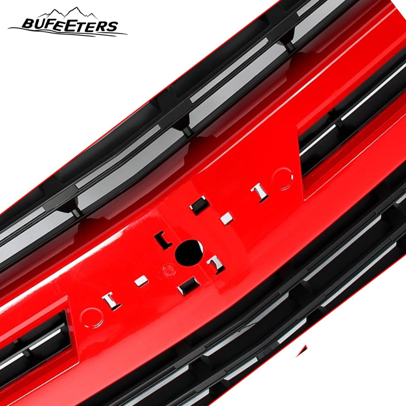 BUFEETERS Front Bumper Upper Grille Fit For 2019 2020 2021 Chevy Silverado 1500,LT Style/Horizontal Billet Style,WA130X Red Hot&Matte Black