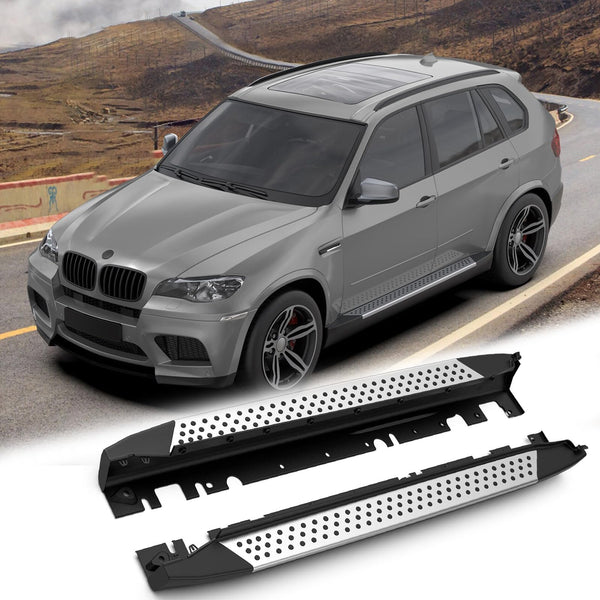 BUFEETERS Side Step Running Board Nerf Bar Fit for 2007 2008 2009 2010 2011 2012 2013 BMW X5,OE Style,Black&Silver