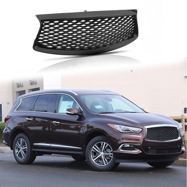 BUFEETERS  Front Bumper Upper Grille Fit For 2016 2017 2018 2019 2020 INFINITI QX60,Mesh Style,Gloss Black