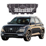 BUFEETERS  Front Bumper Upper Radiator Grille W/Chrome Trim  Fit For 2020 2021 2022 2023 Hyundai Venue,Factory Style,Black&Chrome