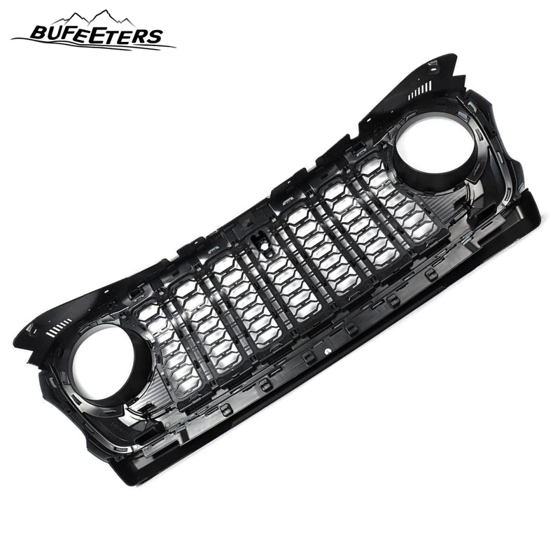BUFEETERS  Front Bumper Upper Grille w/ Camera Hole Fit For 2018 2019 2020 2021 2022 2023 2024 Jeep Wrangler JL Gladiator JT,Rubicon Style,Bright White&Matte Black