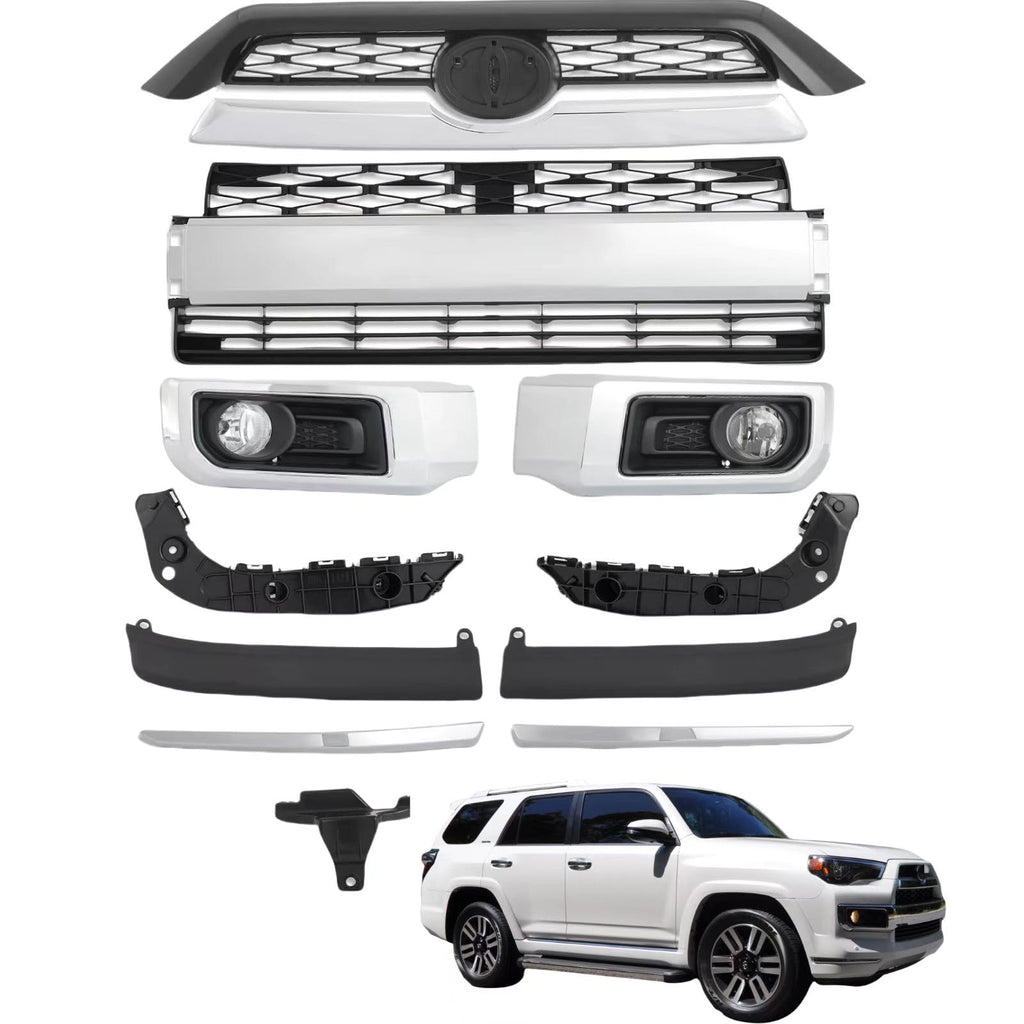 BUFEETERS  Front Bumper Grille Assembly Body Kits Fit For Toyota 4Runner Limited 2014 2015 2016 2017 2018 2019 2020 ,Factory Style,Black & Chrome