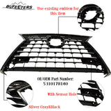 BUFEETERS  Front Bumper Grille Assembly Fit For 2018 2019 Lexus NX300h NX300,Horizontal bar insert Style,Silver Gray Shell and Black Insert
