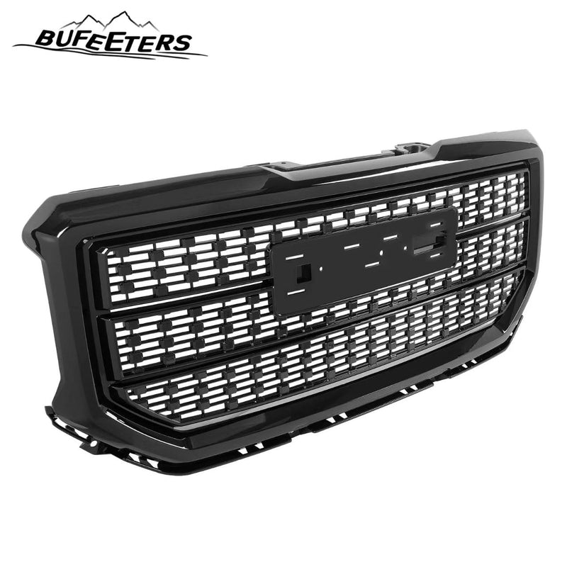 BUFEETERS Front Bumper Upper Grille Fit For 2016 2017 2018 GMC Sierra 1500,Denali Style,Gloss Black