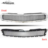 BUFEETERS  Front Bumper Upper Grille Fit For 2009 2010 2011 2012 Chevy Chevrolet Traverse,Honeycomb Style,Chrome Shell w/ Black Insert