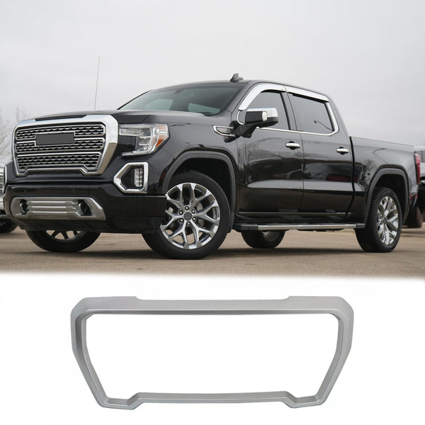 BUFEETERS Front Grille Outer Frame Suround Fit For 2019 2020 2021 GMC Sierra 1500,Factory Style,Matte Silver