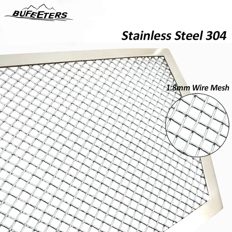 BUFEETERS  Front Bumper Upper Grille Stainless Insert Combo Chrome Fit For 2008 2009 2010 2011 2012 2013 Cadillac CTS,Mesh Style,Chrome&Silver