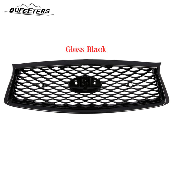 BUFEETERS   Front Bumper Upper Grille Fit For 2018 2019 2020 2021 2022 INFINITI Q50,Mesh Style,Gloss Black