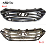 BUFEETERS    Front Bumper Grille W/o Camera Hole Fit For 2017 2018 Hyundai Santa Fe Sport,Horizontal Billet Style,Chrome&Gray