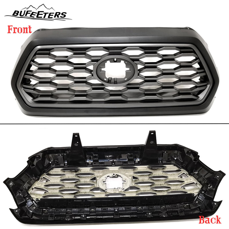 BUFEETERS   Front Bumper Grille W/Gray Grill Insert Fit For 2016 2017 2018 2019 2020 2021 2022 2023  Toyota Tacoma TRD,Honeycomb 2021 TRD Look Style,Matte Black&Gray