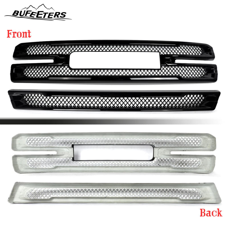 BUFEETERS Front Bumper Grille Covers Grill Overlay Fit For 2019 2020 2021 GMC Sierra 1500 SLT AT4,Factory Style,Gloss Black