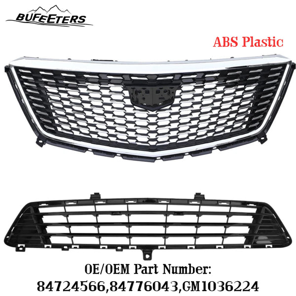 BUFEETERS  2Pcs Front Bumper Upper Lower Grille Fit For 2020 2021 2022 Cadillac XT5,Factory Style,Chrome&Black