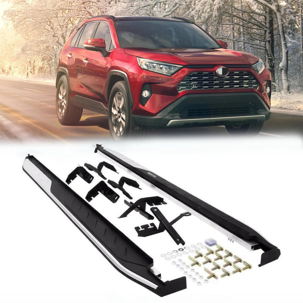 BUFEETERS  Side Step Running Board Nerf Bar Fit For 2019 2020 2021 2022 2023 2024 Toyota RAV4,Black&Silver