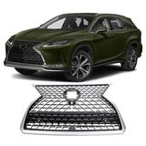 BUFEETERS  Front Upper Grille With Camera Hole Fit For 2020 2021 2022 Lexus RX350 RX450h RX350L RX450hL,Honeycomb insert Style,Chrome Shell with Painted Dark Gray Insert