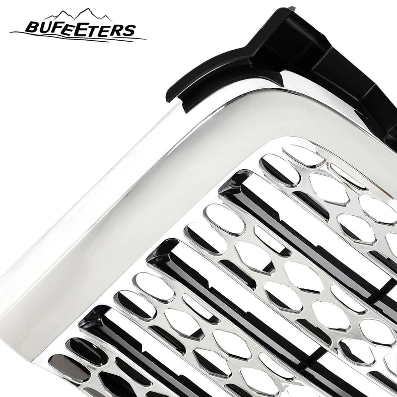 BUFEETERS Front Bumper Upper Chrome Grille Fit For 2011 2012 2013 2014 GMC Sierra 2500 HD Sierra 3500 HD,Honeycomb Style,Chrome&Silver