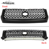 BUFEETERS  Front Grille&Hood Bulge Molding Set Fit For 2014 2015 2016 2017 2018 2019 2020 Toyota Tundra,Mesh Style,Matte Black