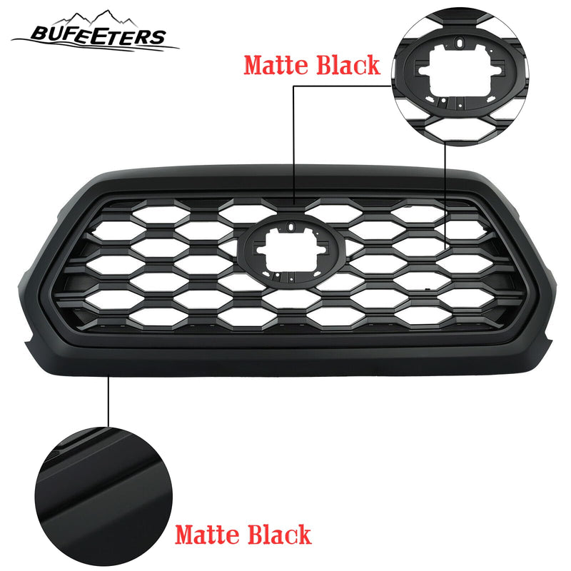 BUFEETERS   Front Bumper Grille Fit For 2016 2017 2018 2019 2020 2021 2022 2023 Toyota Tacoma TRD,Mesh Style,Full Matte Black