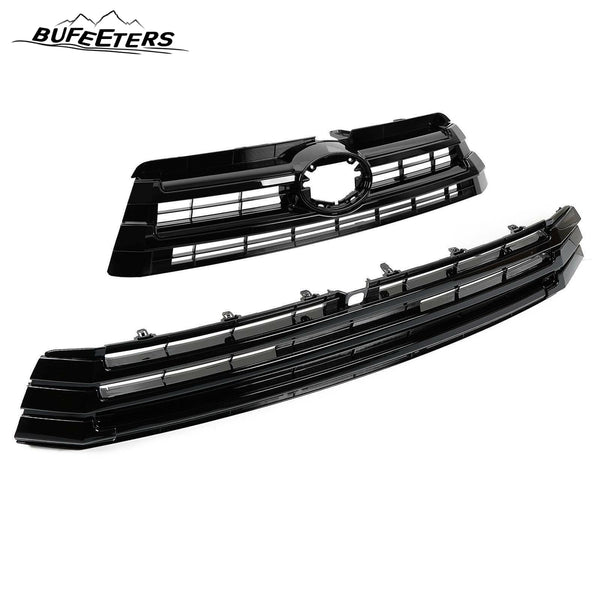 BUFEETERS Front Upper and Lower Grille Fit For 2017 2018 2019 Toyota Highlander,Factory Style,Gloss Black