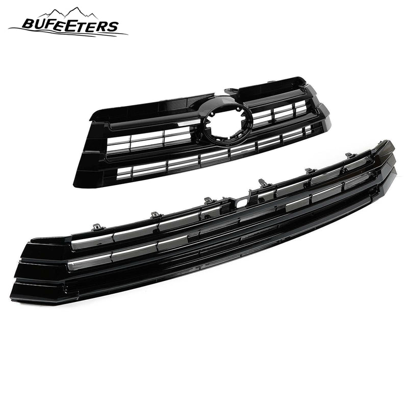 BUFEETERS Front Upper and Lower Grille Fit For 2017 2018 2019 Toyota Highlander,Factory Style,Gloss Black