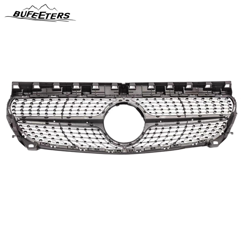 BUFEETERS Front Upper Grille W/o Camera Hole Fit For 2013 2014 2015 2016 Benz C117 W117 CLA-CLASS CLA180 200 250 45 AMG,Diamond Style,Chrome&Black