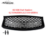 BUFEETERS   Front Bumper Upper Grille Fit For 2018 2019 2020 2021 2022 INFINITI Q50 Q50S W/Sensor Holes,Honeycomb Style,Gloss Black
