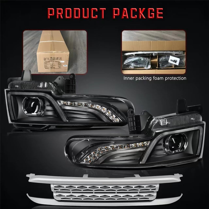 BUFEETERS   Projector Headlights Headlamps With Grille Fit For 2007 2008 2009 2010 2011 2012 2013 2014 2015 Toyota FJ Cruiser