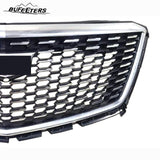 BUFEETERS   Front Bumper Upper Grille W/Camera Hole Fit For 2017 2018 2019 2020 2021 Cadillac XT5,Diamond Style,Chrome&Black