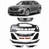 BUFEETERS  10Pcs Front Bumper Cover & Upper Lower Grille & Lip Set Fit For 2020 2021 2022 2023 2024 Cadillac CT5,Factory Style,Chrome&Black