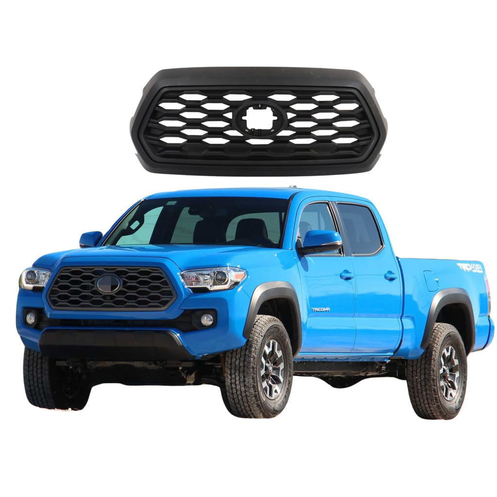 BUFEETERS Front Bumper Upper Grille Fit For 2016 2017 2018 2019 2020 2021 Toyota Tacoma,Mesh Style,Matte Black