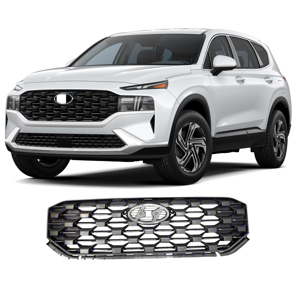BUFEETERS   Front Bumper Grille Assembly Fit For 2021 2022 Hyundai Santa Fe,Factory Style,Black
