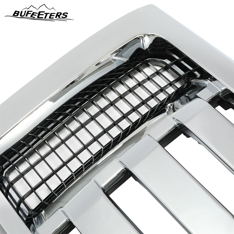 BUFEETERS  Front Upper Grille Fit For 2009 2010 2011 2012 2013 2014 Ford F150 F-150 XLT,Chrome Shell w/ Black Insert